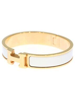 Hermes Clic Clac Bangle Bracelet White Gold